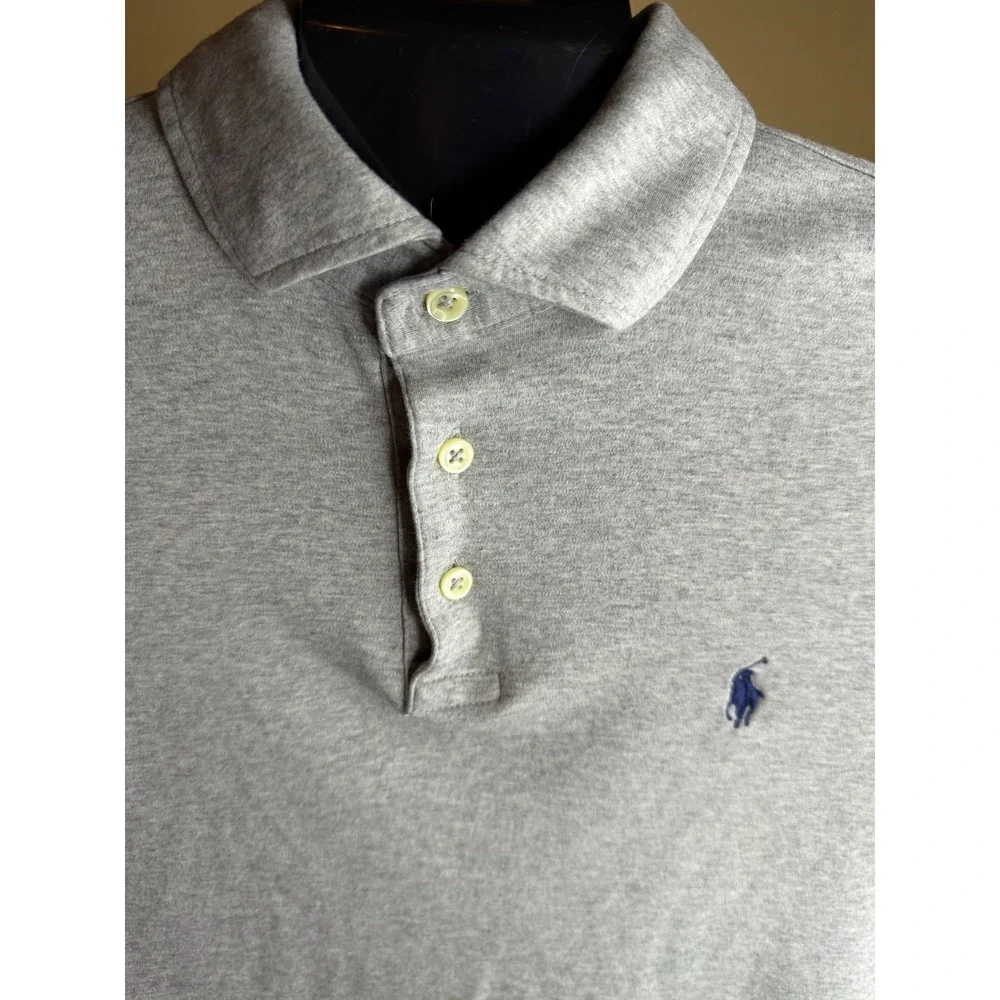 Polo Ralph Lauren Mens Heather Gray Short Sleeve Pony Logo Polo Shirt Large